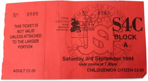 Ticket for the 1994 JSF European Final