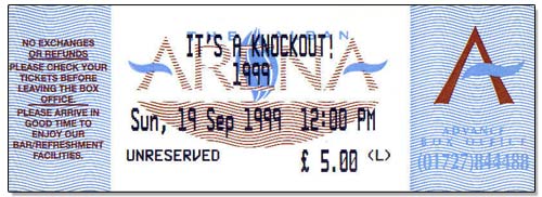 Ticket from St Albans IAK Final, 1999